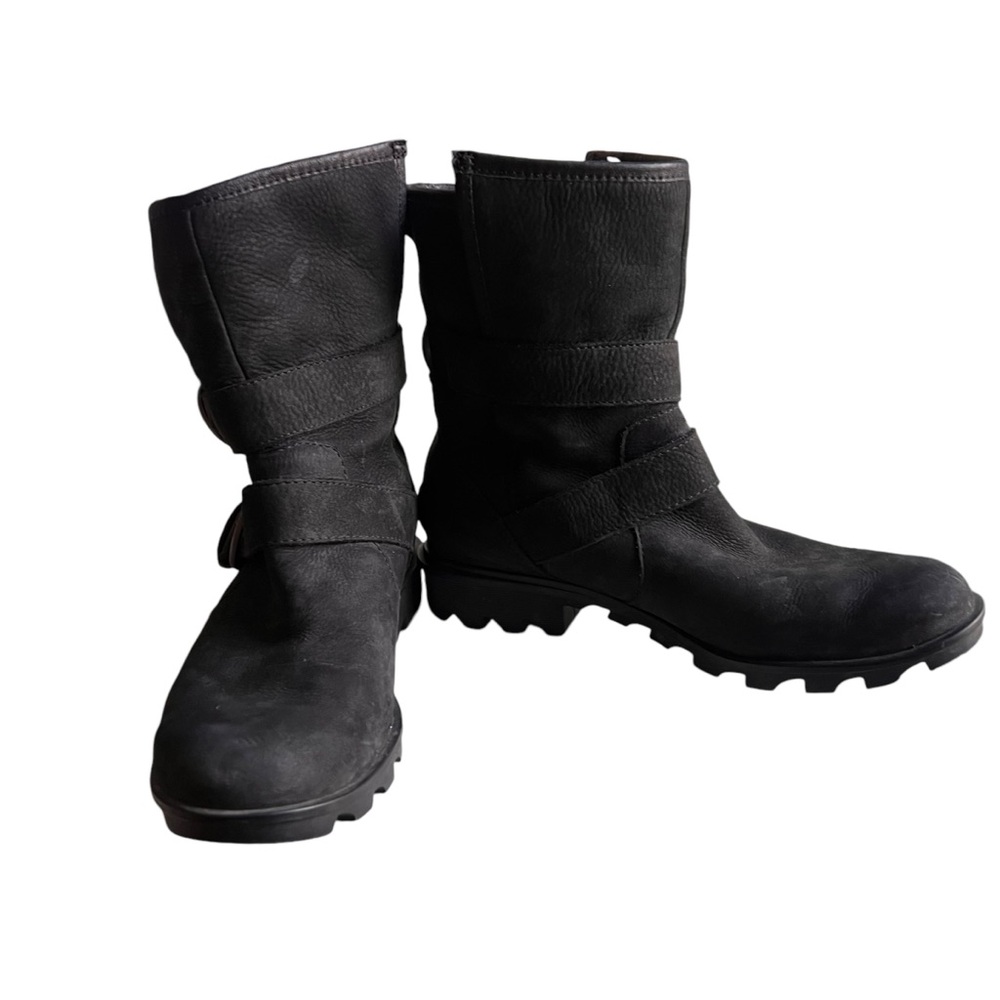 Sorel Womens Black Suede Leather Phoenix Boots Moto Waterproof Buckle Size 10 - Picture 7 of 13